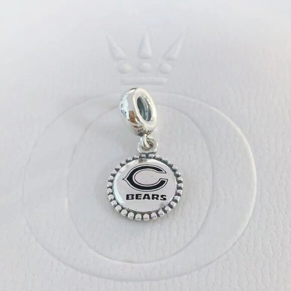 "Pandora MLB Football Chicago Bears Sports  Exclusive Dangle Charm Pendant, S925 - Picture 1 of 4